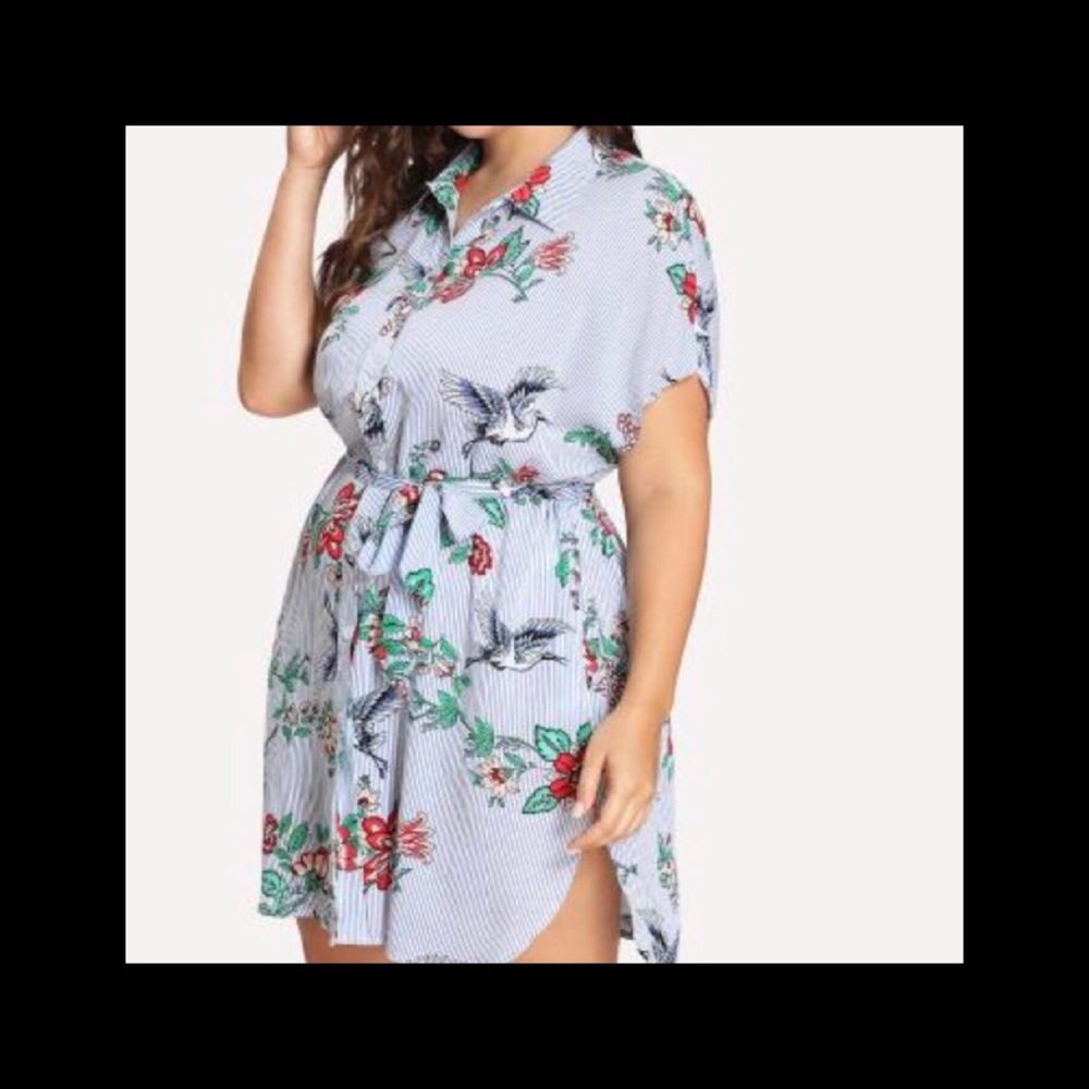 ➕Print Shirt Dress - Picture 7 of 7